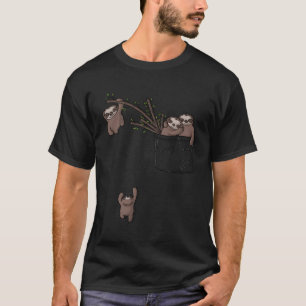 T-shirt Famille Sloth Jouant À La Poche