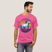 T-shirt Famille Synthwave Horse (Devant entier)