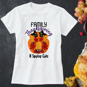 T-shirt Famille Thanksgiving Chats d'espionnage Automne au