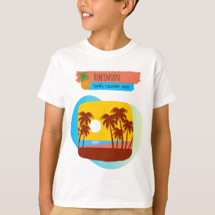 T-shirt Famille Tropical Vacances Correspondant Souvenir