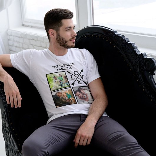 T-shirt Famille Unique Personnalisée En Amour Photo Collag