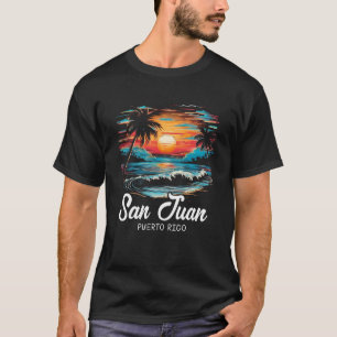 T-shirt Famille Vacances Retro Sunset Porto Rico San Juan