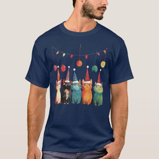 T-shirt Famille Whimsical Christmas Cats (Devant)