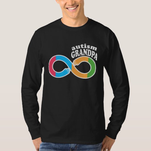 T-shirt Family Autism Awareness Grandpa Rainbow Infinity S (Devant)