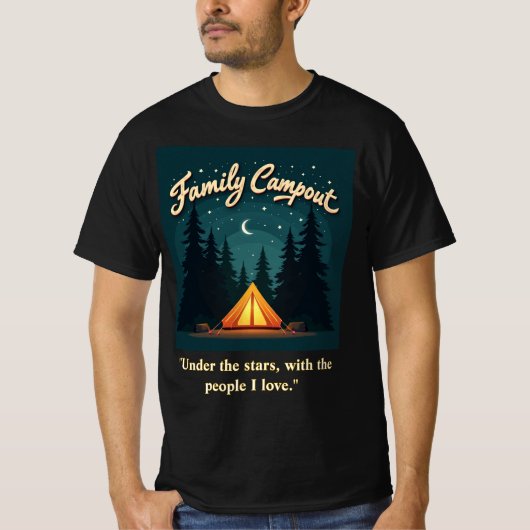 T-shirt Family Campout 2025 – Retro Tent Night Tee (Devant)