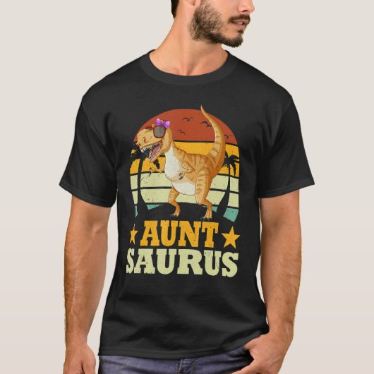T-shirt Family Matching  Auntsaurus Dinosaur Aunt Saurus (Devant)