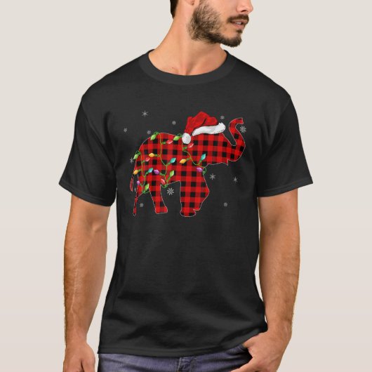 T-shirt Family Matching Buffalo Plaid Elephant Christmas P (Devant)