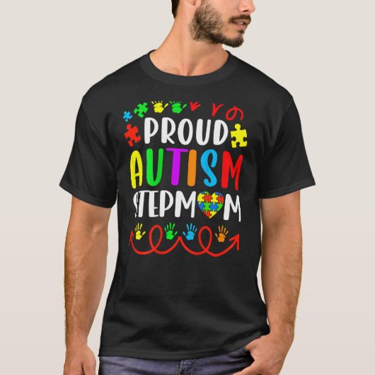 T-shirt Family Matching Proud Autism Stepmama Love Autism (Devant)