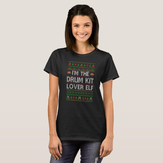 T-shirt Family Matching Ugly Je suis The Drum Kit Elf Chri (Devant entier)
