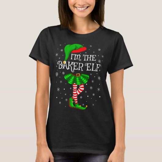T-shirt Family Matching Women Girls I'm The Baker Elf Chri (Devant)