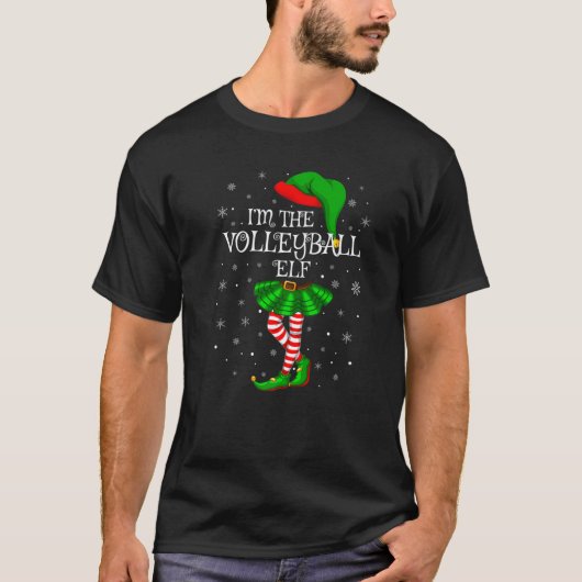 T-shirt Family Matching Women Girls I'm The Volleyball Elf (Devant)