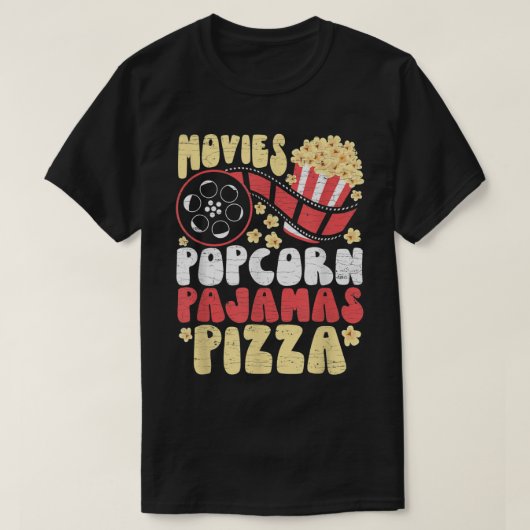 T-shirt Family Movie Watching Night Popcorn (Design devant)
