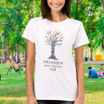 T-shirt Family Reunion ArArArArArArArArArArArArbre Familia<br><div class="desc">Il y a un T-shirt Famille Réunion pour toutes les dames de la famille ! Ces élégants T-shirts sont décorés d'un arbre généalogique aux couleurs de l'arc-en-ciel. Customisez-les avec votre nom de famille et l'année. Ce design unique est une impression de ma mosaïque d'arbre généalogique qui a été faite à...</div>