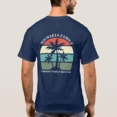 T-shirt Family Reunion Beach Palm Tree Sunset Pocket Nom (Dos)