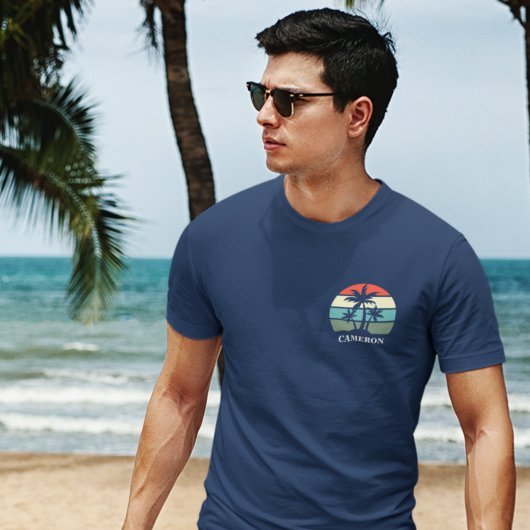 T-shirt Family Reunion Beach Palm Tree Sunset Pocket Nom