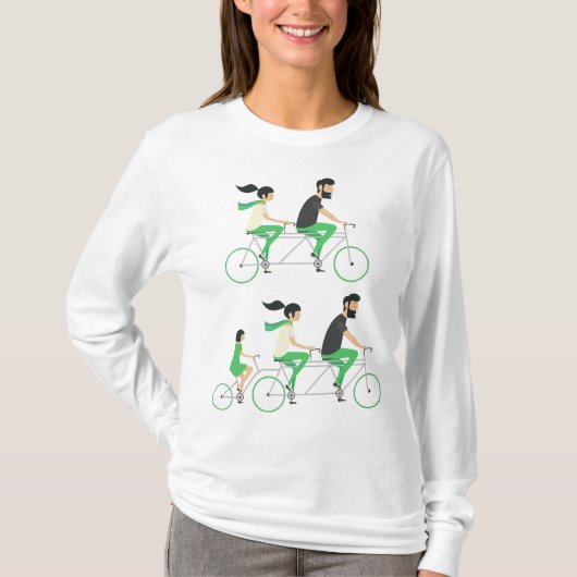 T-shirt Family Tandem Bicycle Cycling (Devant)