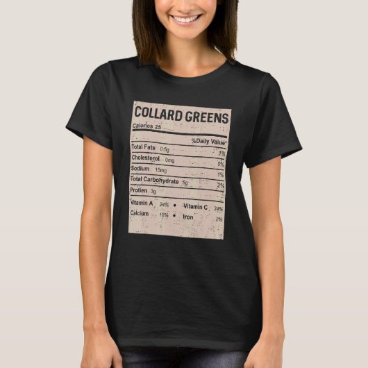 T-shirt Family Thanksgiving Collard greens Nutrition Fact (Devant)