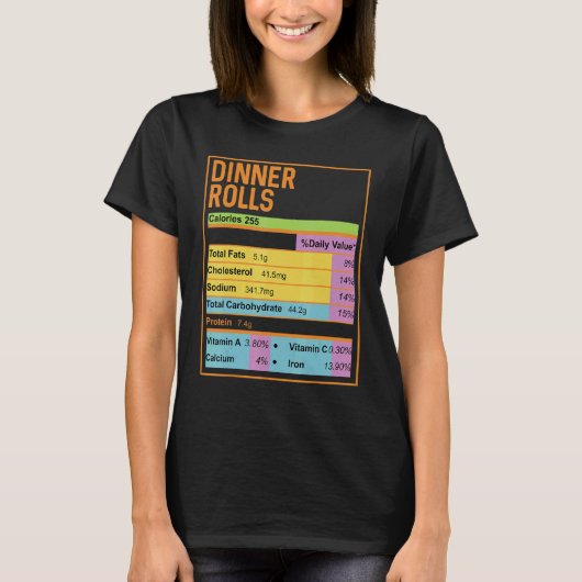 T-shirt Family Thanksgiving Dinner Rolls Nutrition Facts (Devant)