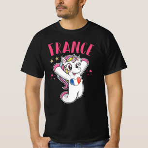 T-shirt Fan de foot licorne avec drapeau coeur France