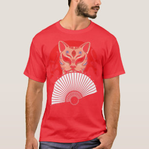 T-shirt Fan japonais à main chat Geisha Samurai Ninja Shin