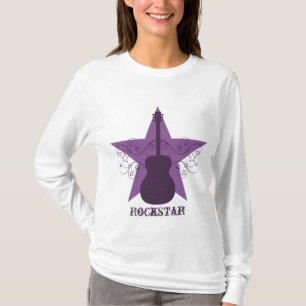 T-shirt Fancy Guitar Star Frotle Chemise Femme, Violet