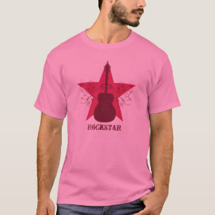 T-shirt Fancy Guitar Star Fwirls Tee hommes, rose