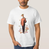 T-SHIRT FANCY LAMA ANIMAL DANS LES FLEURS ET LES BOUTEILLE (Devant)