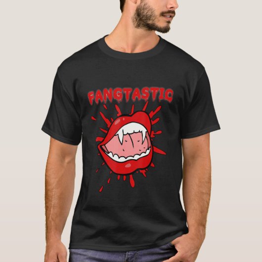 T-shirt Fangtastic Halloween Vampire pies sang (Devant)