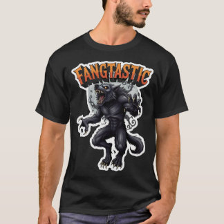 T-shirt Fangtastic werewolf howling at moon sticker design