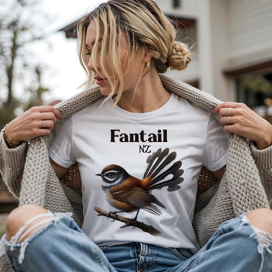 T-shirt Fantail - Native Bird of New Zealand