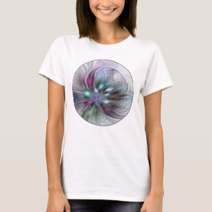 T-shirt Fantaisie Abstraite Moderne Fleur Fractale Colorée