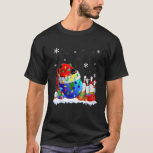 T-shirt Fantaisie Bowling Lights Costume de Noël Santa Hat