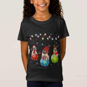 T-Shirt Fantaisie Carlin chien feux de Noël Pyjama Joyeux 