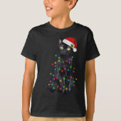 T-shirt Fantaisie Chat lumières de Noël Santa Hat Chat Noi (Devant)