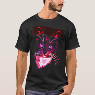 T-shirt fantaisie d'art de chat coloré - Cadeau po