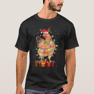 T-shirt Fantaisie luminaire de poulet Noël Santa Hat Hen