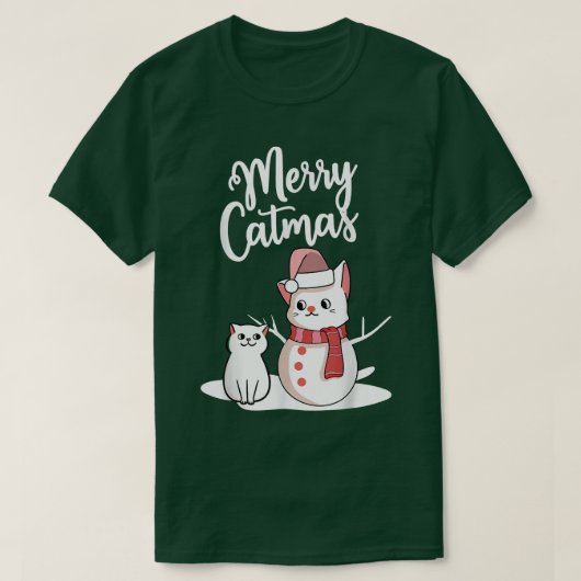 T-shirt Fantaisie Noël Joyeux chat chat snowcat bonhomme d (Design devant)