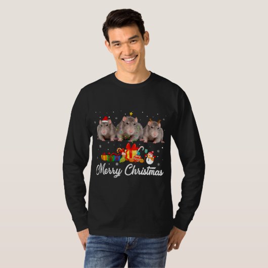 T-shirt Fantaisie Noël Lumières Noël Noël Joyeux Pyjama Ra (Devant entier)