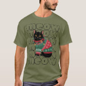 T-shirt Fantaisie Noir Chat Noël (Devant)