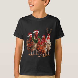 T-shirt Fantaisie poulets de Noël Lumières ferme animal mi