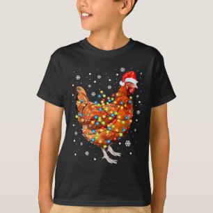 T-shirt Fantaisie poulets de Noël Lumières ferme animal mi