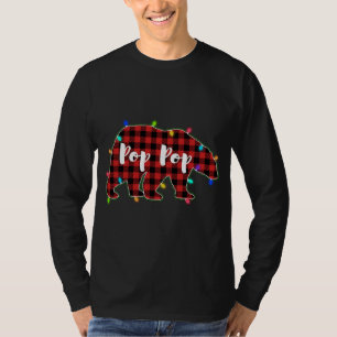 T-shirt Fantaisie Rouge Plaid Lumières de Noël Pop Pop Bea