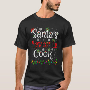 T-shirt Fantaisie Xmas Lighting Père Noël s Favorite Cook 