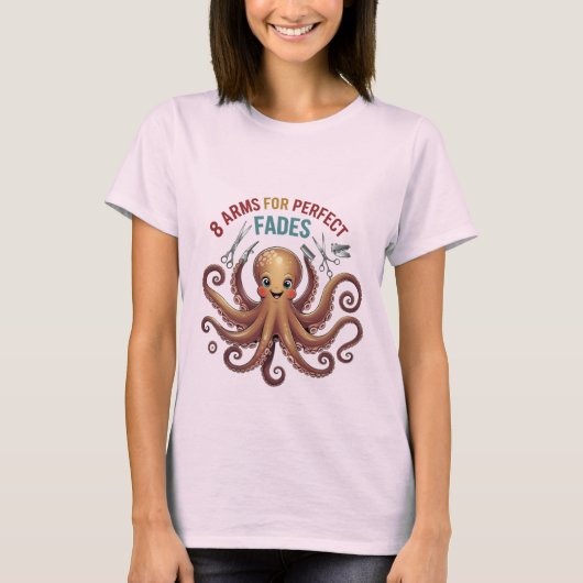 T-shirt Fantastique Coiffeuse Octopus - Styli à cheveux mu (Devant)