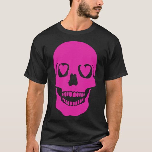T-shirt Fantastique crâne rose yeux coeur (Devant)