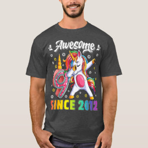 T-shirt fantastique dabbing unicorn anniversaire 9 ans fil