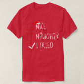 T-shirt Fantastique feux de pyjama de Noël Nice Naughty J' (Design devant)