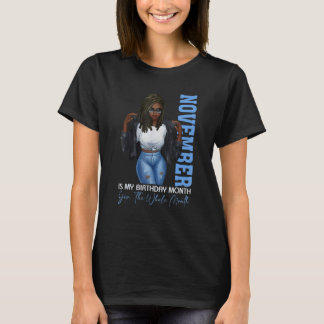T-shirt Fantastique Filles Noires Novembre Est Mon Anniver