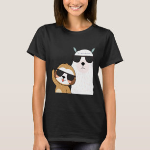 T-shirt Fantastique Llama de fentes portant des lunettes d