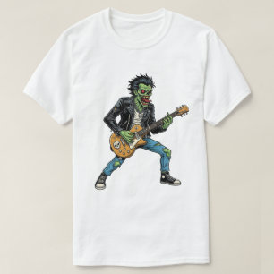 T-Shirt Fantastique Rétro Horreur Zombie Guitare R
